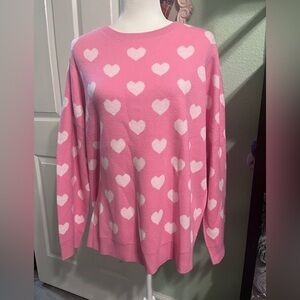 Blair Pink and White Heart Sweater